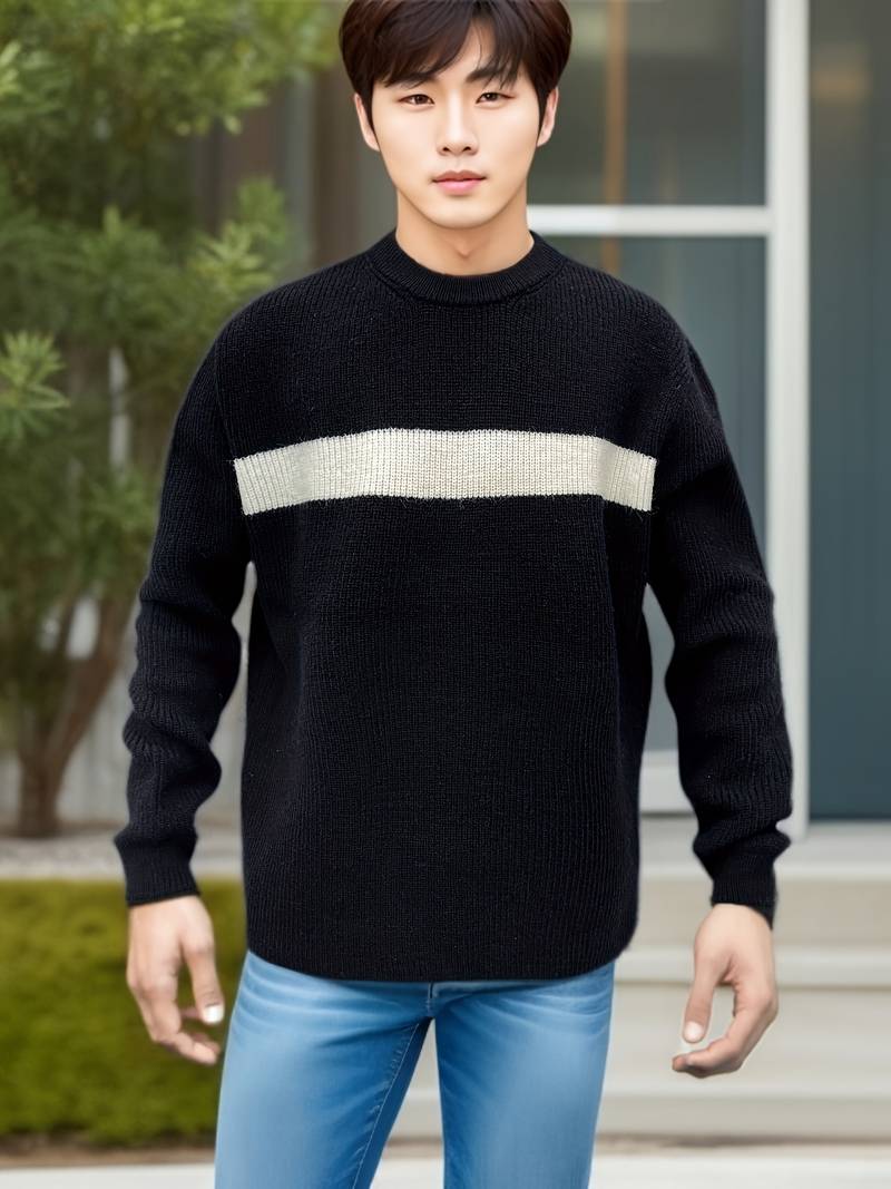 Lässiger Pullover Rundhals Ausschnitt Casual - IdealeKleiden