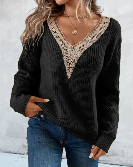 Eleganter Damenpullover V-Ausschnitt Design