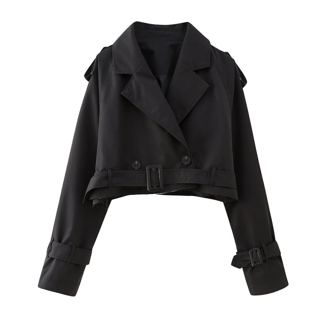 Elegant Trench Coat Women Short Modern Belt