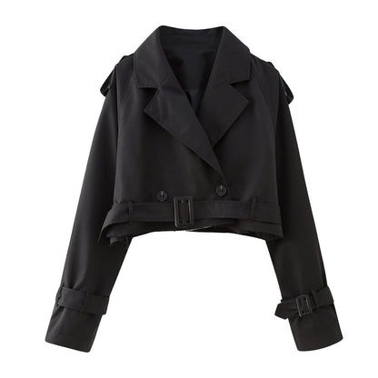 Elegant Trench Coat Women Short Modern Belt