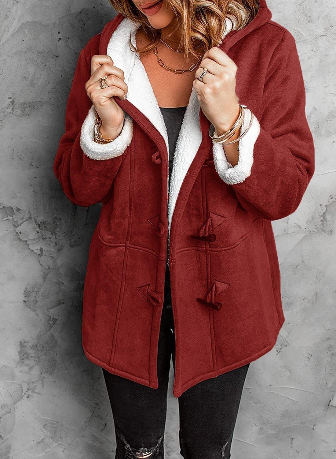 Warme Fleece-Damenjacke Kuschelig Kapuze