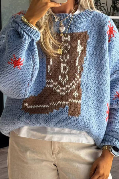 Weihnachtsstrickpullover Rundhals Warm - IdealeKleiden