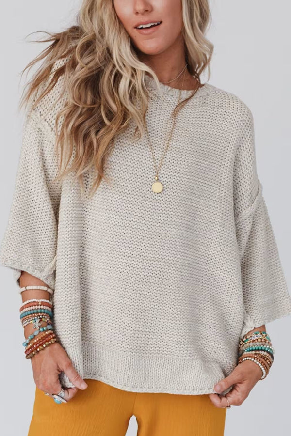 Comfortable Knit Crew Neck Sweater for Women