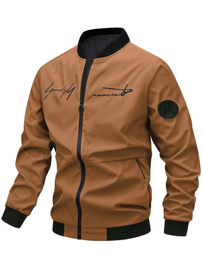Men's Embroidered Leather Jacket Elegant