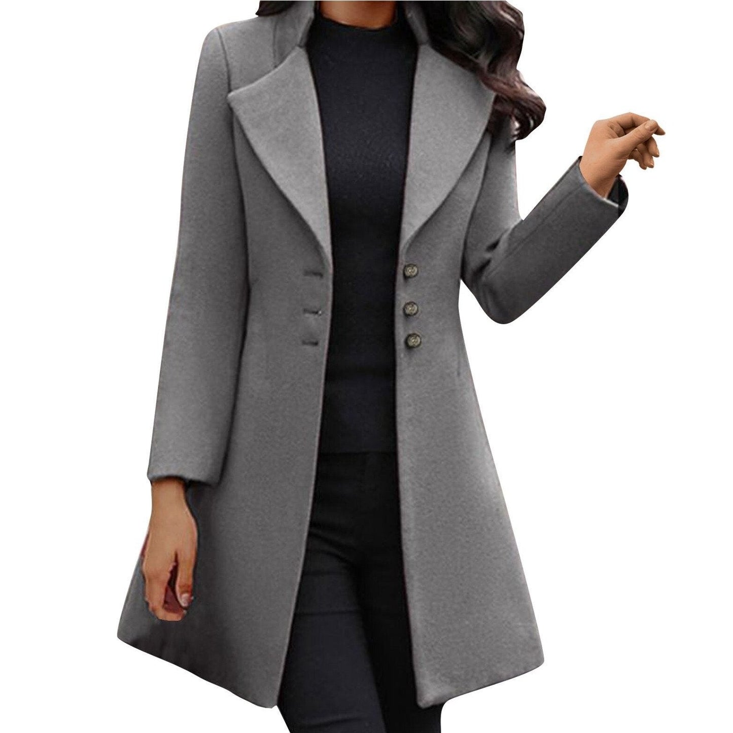 Women's Wool Coat Long Sleeve Elegant