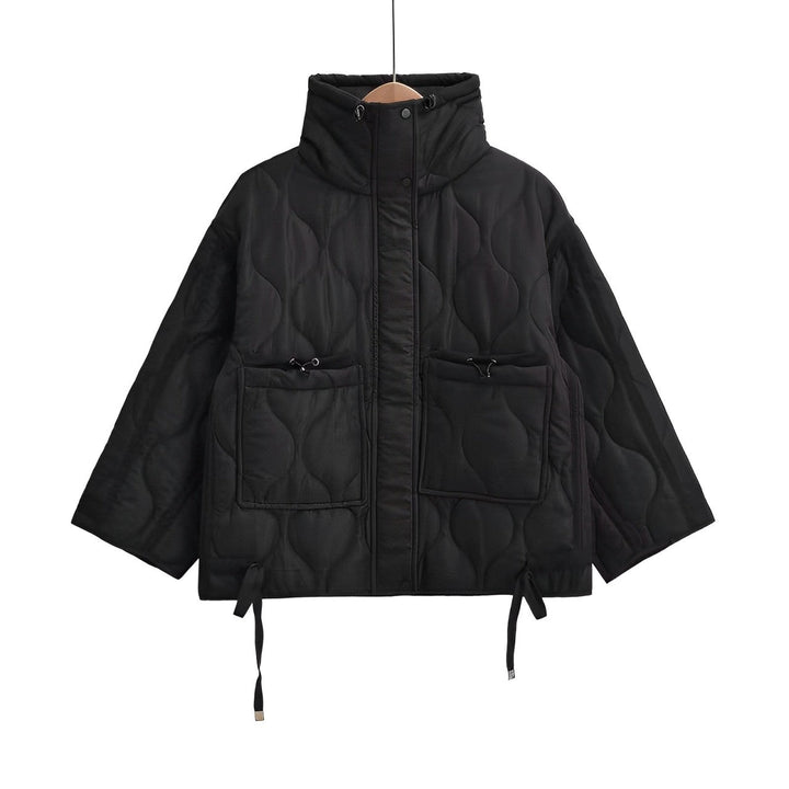 Fashionable Cotton Jacket for Women, Hip-Length with Stand-Up Collar
