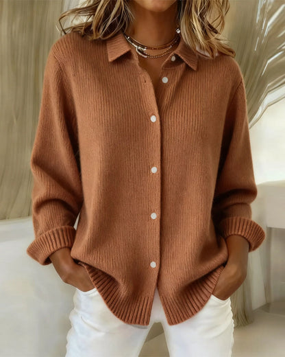 Elegant Sweaters with Lapels in Solid Color