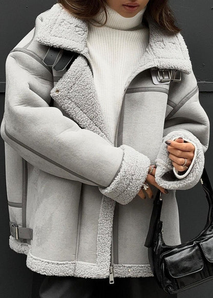 Elegant leather pilot jacket