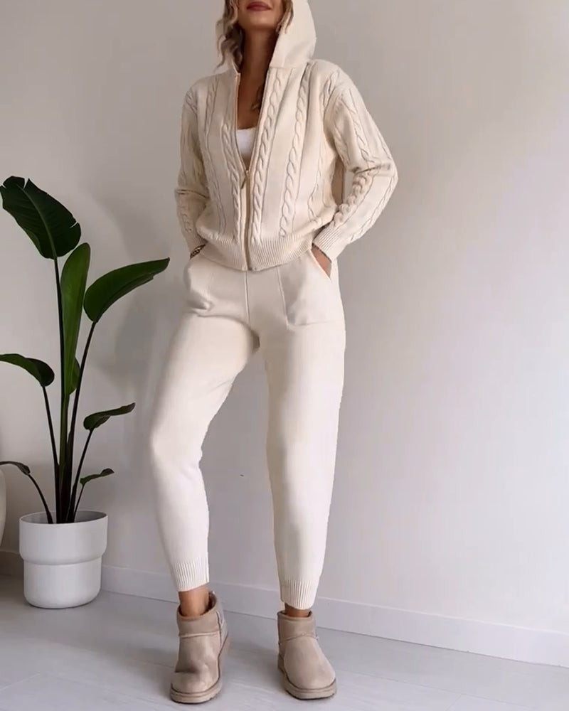 Modisches Strickjacken-Set mit Twist-Design - IdealeKleiden
