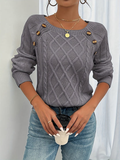 Bequemer Pullover Damen Top Rundhals - IdealeKleiden