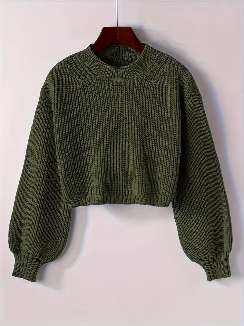 Women's Ribbed Knit Short Winter Sweater