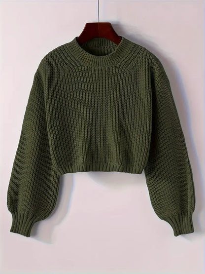 Women's Ribbed Knit Short Winter Sweater
