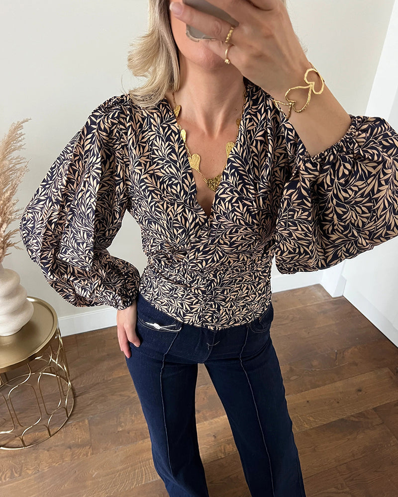 Women's Dress V-Neck Puffy Sleeves Trendy