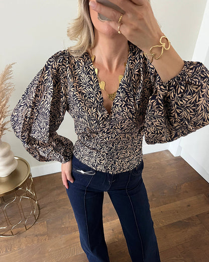 Women's Dress V-Neck Puffy Sleeves Trendy