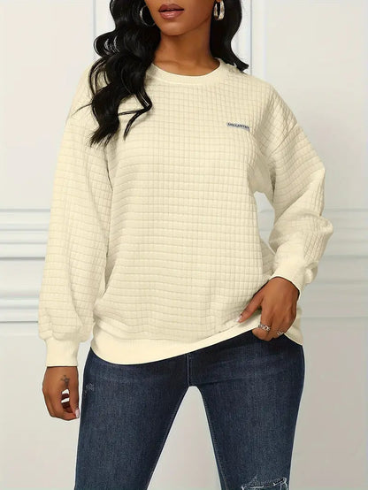 Olivia - Comfortable Waffle Knit Relaxed Fit Pullover