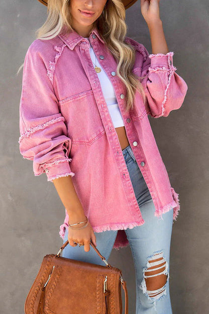 Oversized Women's Corduroy Jacket with Fringes Trendy
