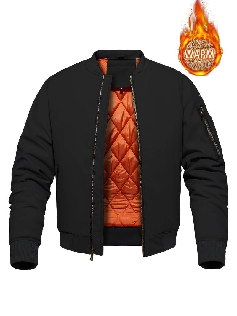 Herren Bomberjacke Elegant Schwarz - IdealeKleiden