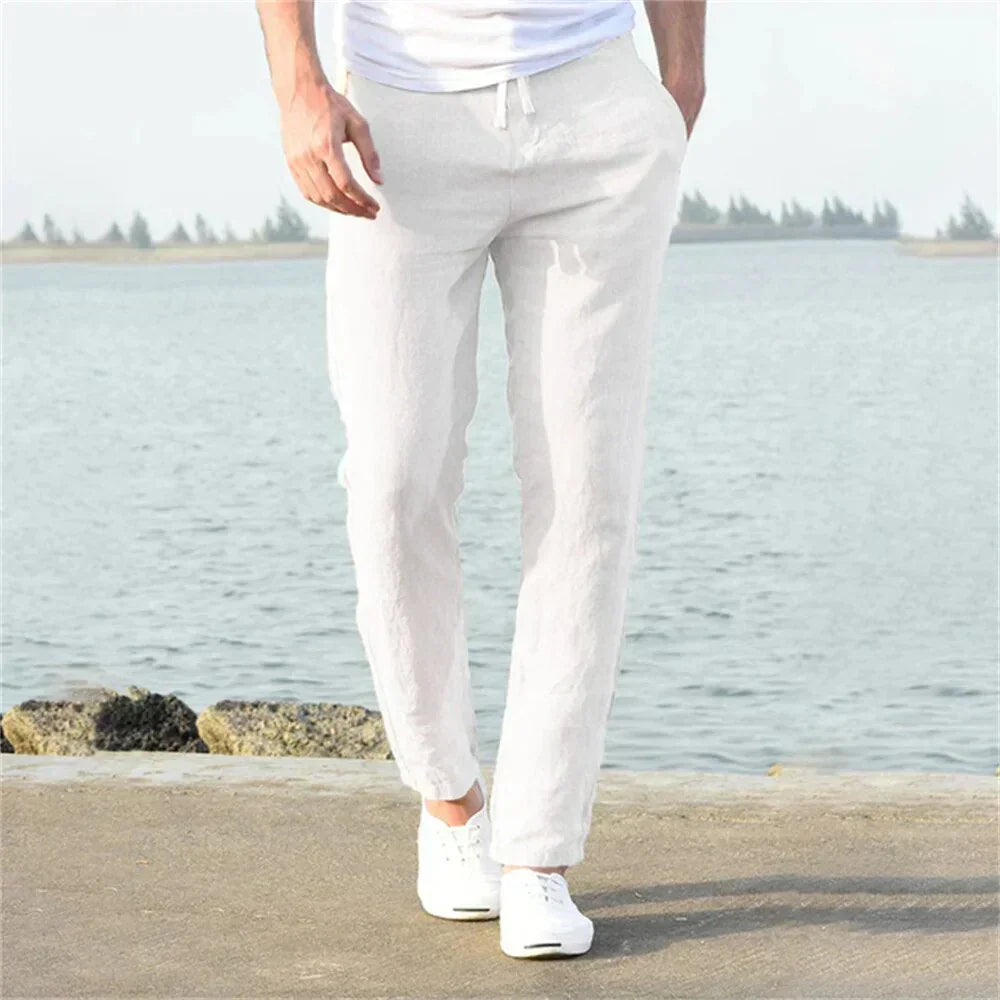 Herren Leinenhose Leicht Bequem Sommer - IdealeKleiden