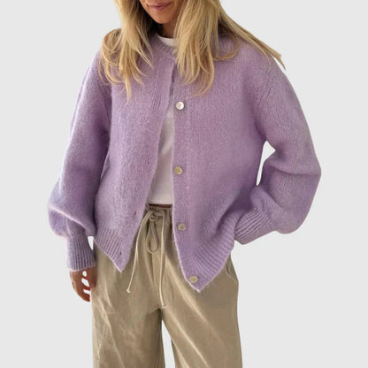 Women's Cashmere Cardigan Round Neck Button Closure