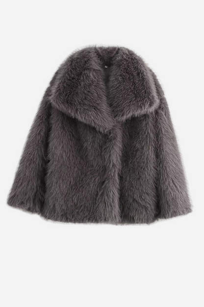 Chic Faux Fur Jacket Shawl Collar