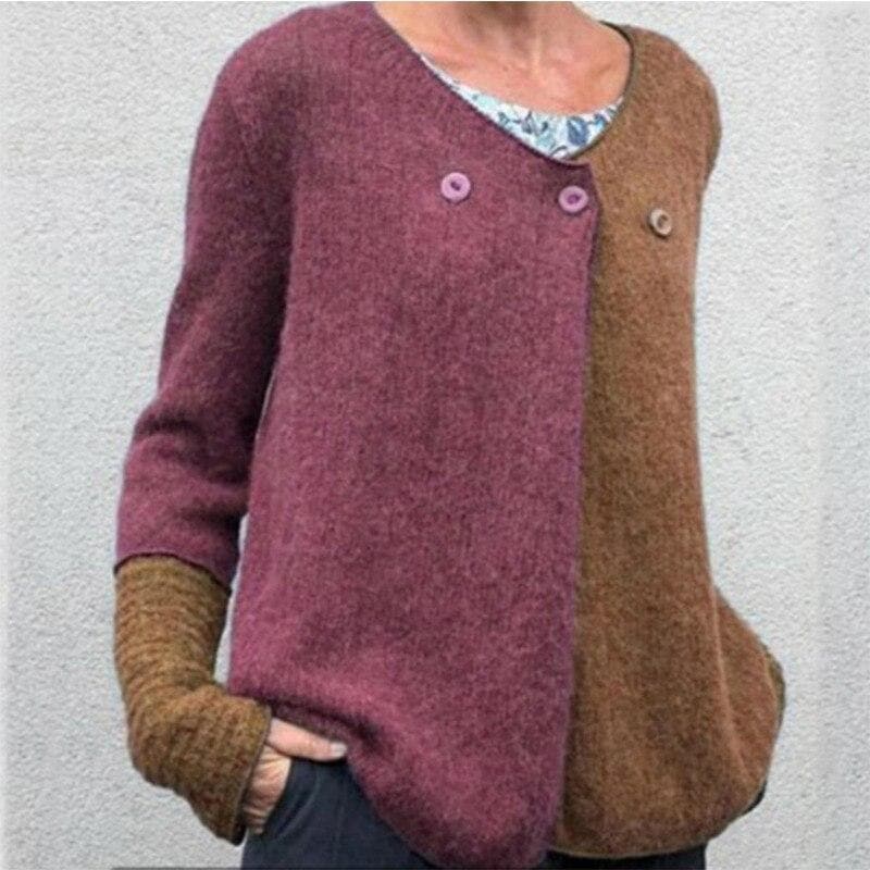 Comfortable Sweatshirt Relaxed Fit Colorful Button Placket