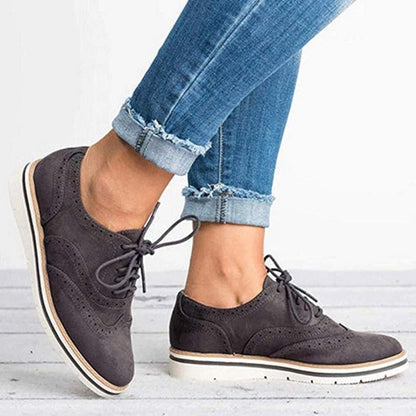 Stylish Women's Leather Lace-up Shoes