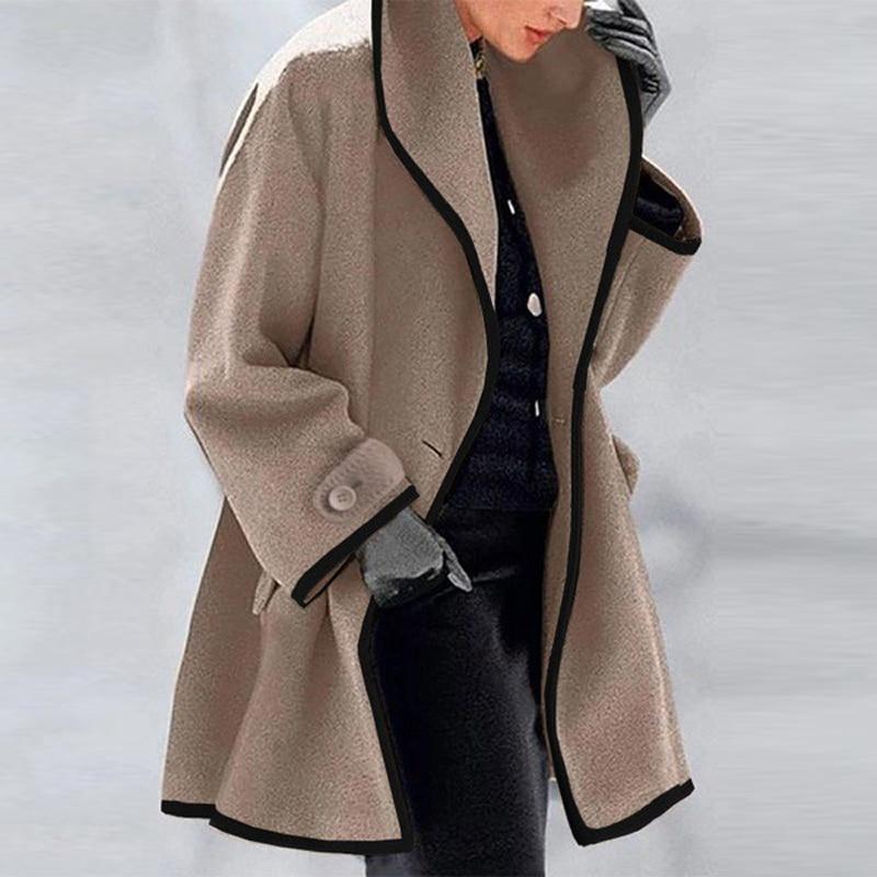Oversized Wool Coat Long Style Draped Collar