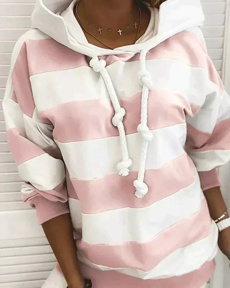 Women's Hoodie Autumn Striped Modern