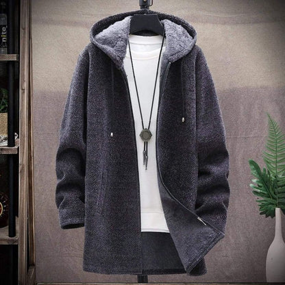 Warm winter jacket with hood and zipper