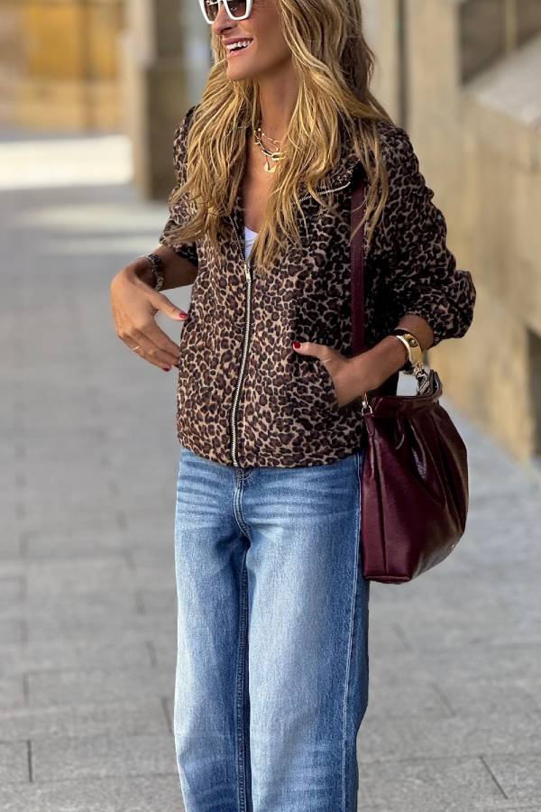 Stylische Leopardenjacke Frauen - IdealeKleiden