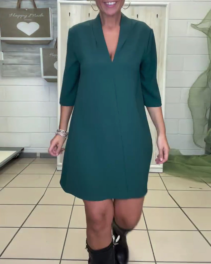 Elegant V-Neck Short Sleeve Dress