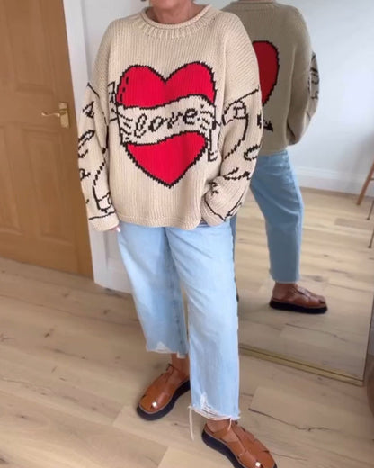 Women's Love Sweater Romantic Design