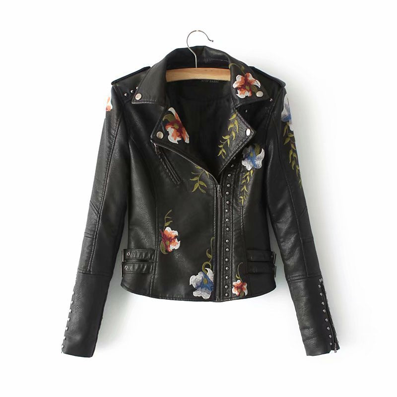 Vegan Lederjacke Elegant Bestickt