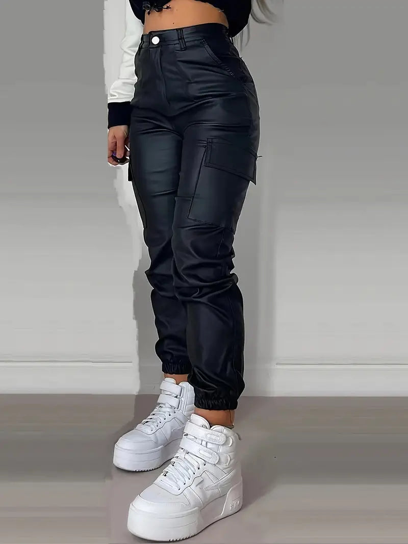 Herren Jeans Lederlook Mehrfachtaschen - IdealeKleiden