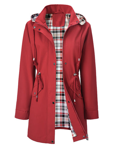 Waterproof Women's Long Hooded Trench Coat