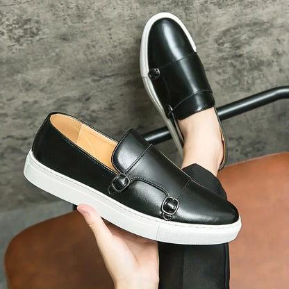 Elegant Men's Loafer Shoes Double Strap