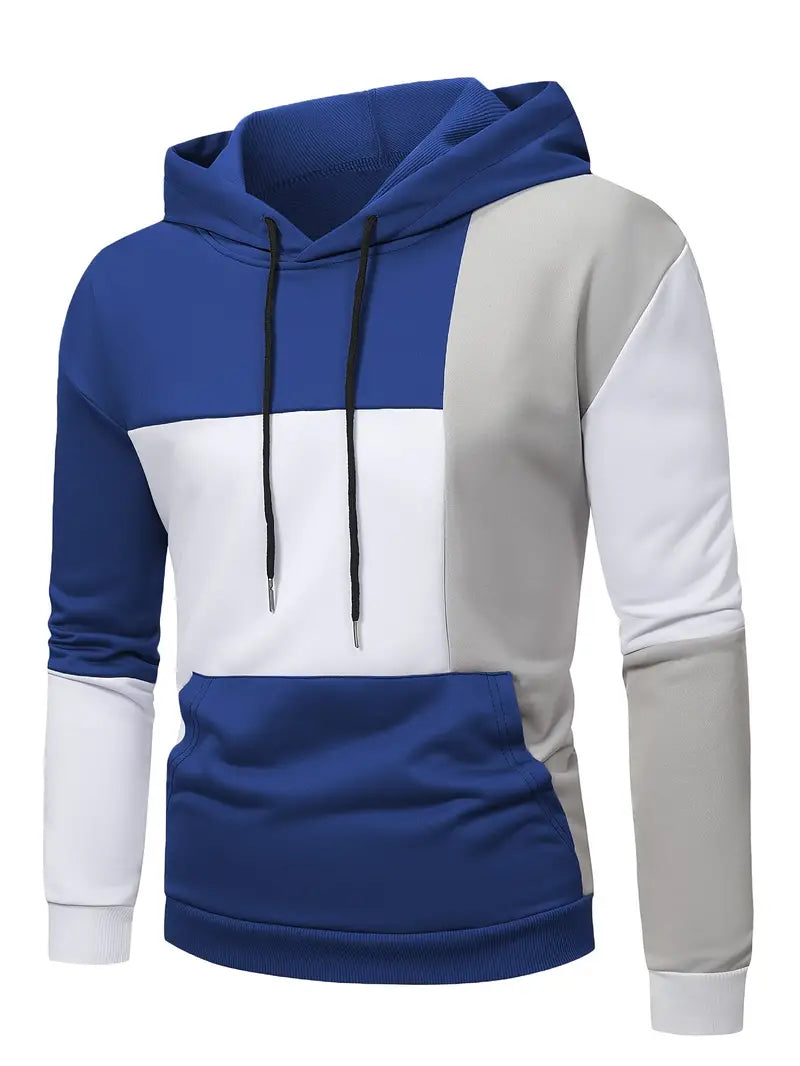 Stylish Men's Hoodie Colorful Color Block