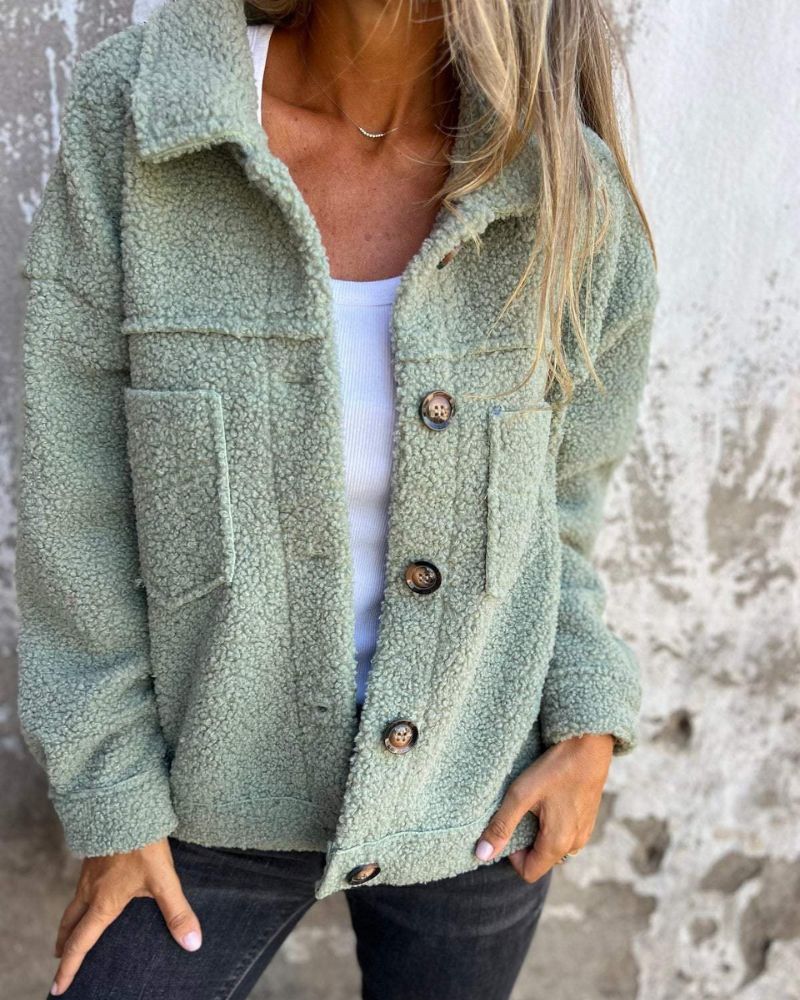 Elegant Women's Wool Coat Lapel Model
