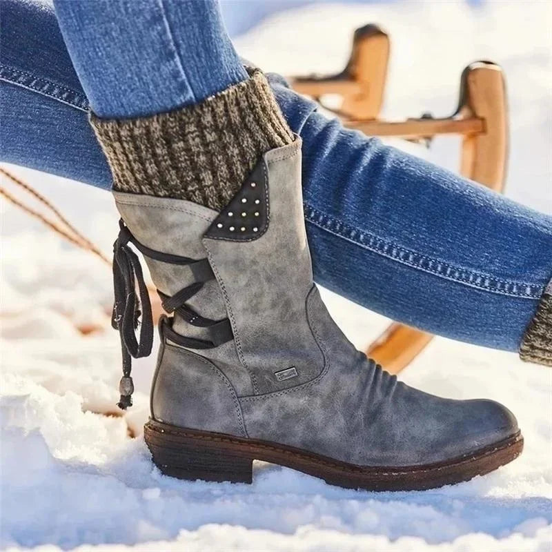 Stylish Winter Ankle Boots Lace-up Elegant