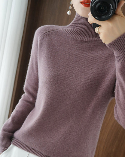 Elegant Solid Color Long-Sleeve Sweater