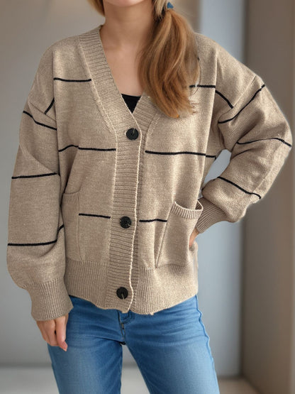 Fashionable Cardigan V-Neck Long Sleeve