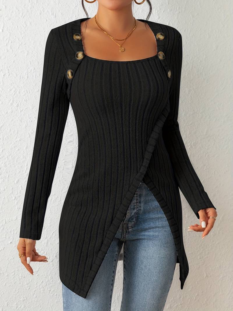 Stylish Women's Sweater Square Neck Long Sleeve