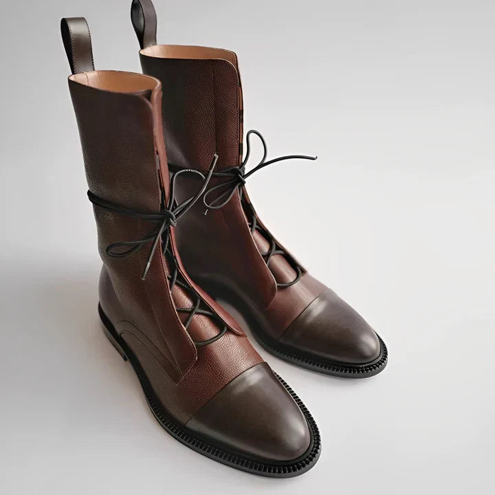 Romy | Elegante Damen Stiefel Leder Optik - IdealeKleiden