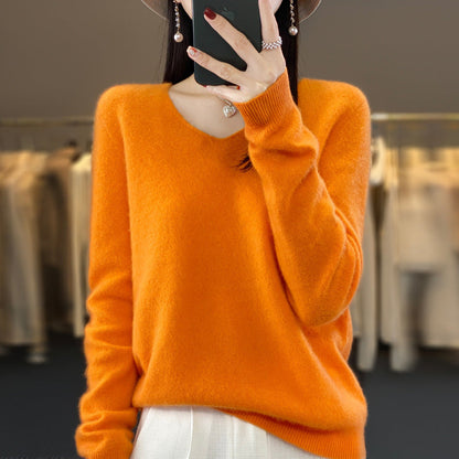 Comfortable Women's V-Neck Warm Winter Sweater