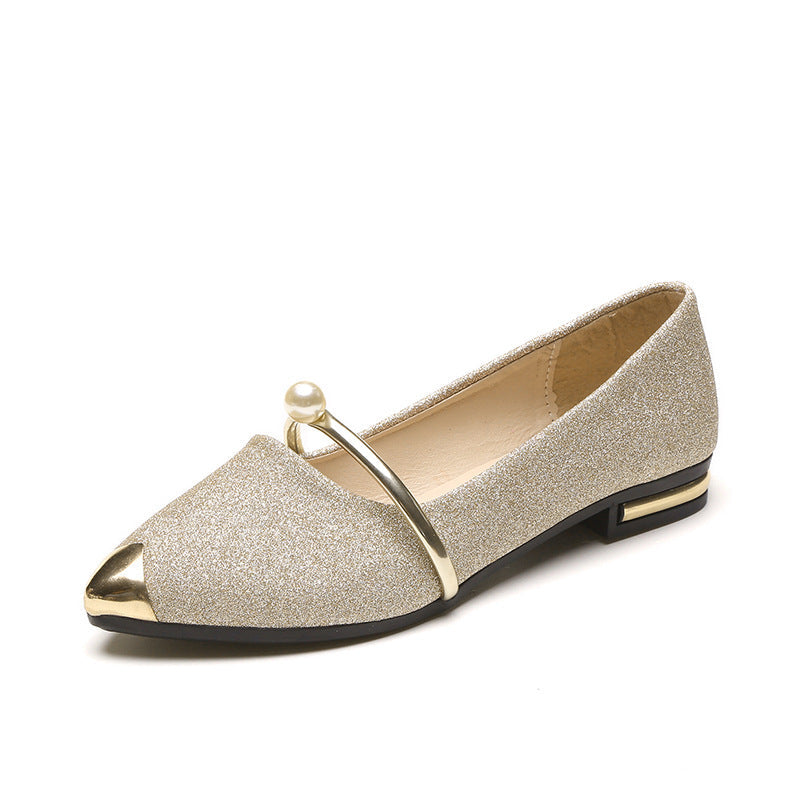 Women's Luxury Slippers, Glitter Upper, Pearl Embellishment