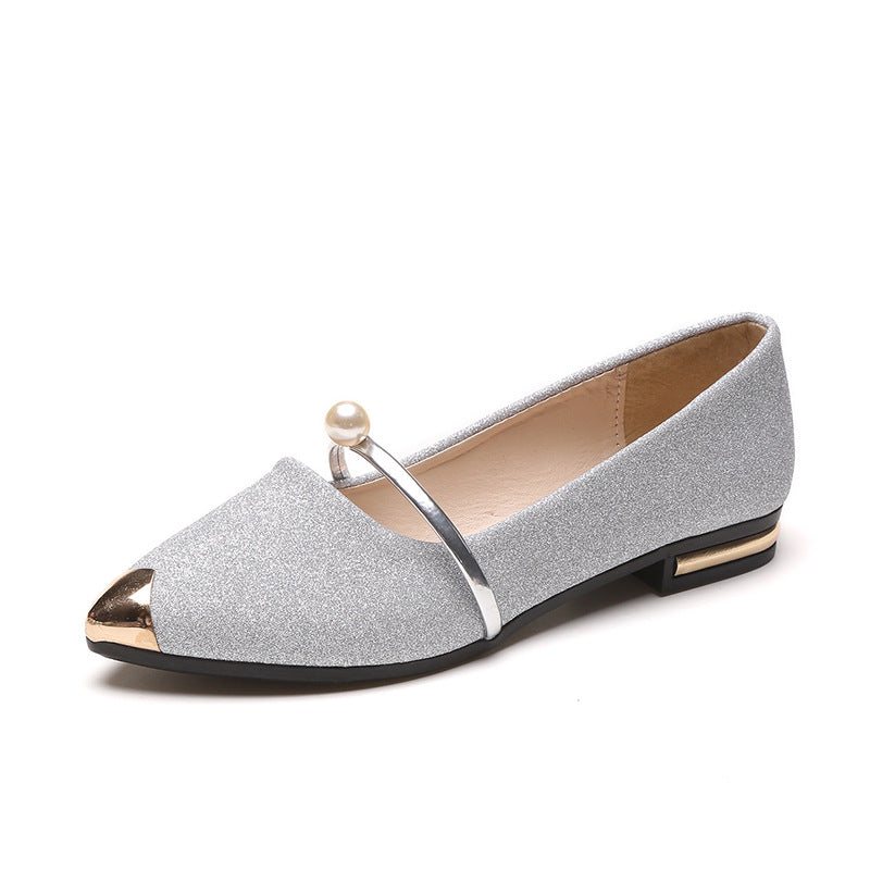 Women's Luxury Slippers, Glitter Upper, Pearl Embellishment