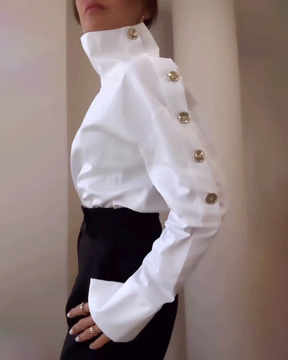 Elegant Dress With High Collar