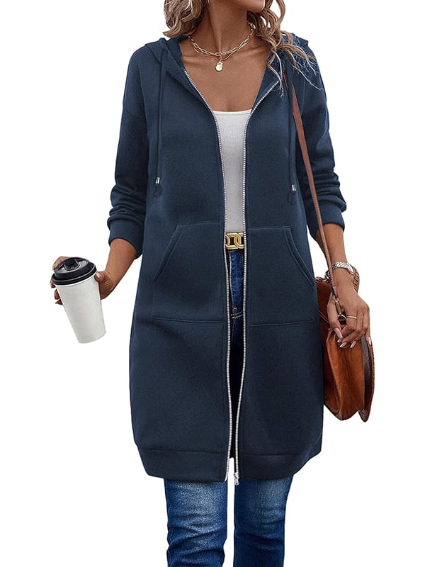 Women's Long Sleeve Hooded Zipper Jacket