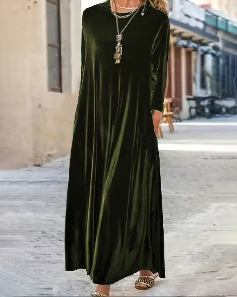Elegant Solid Color Long Sleeve Dress