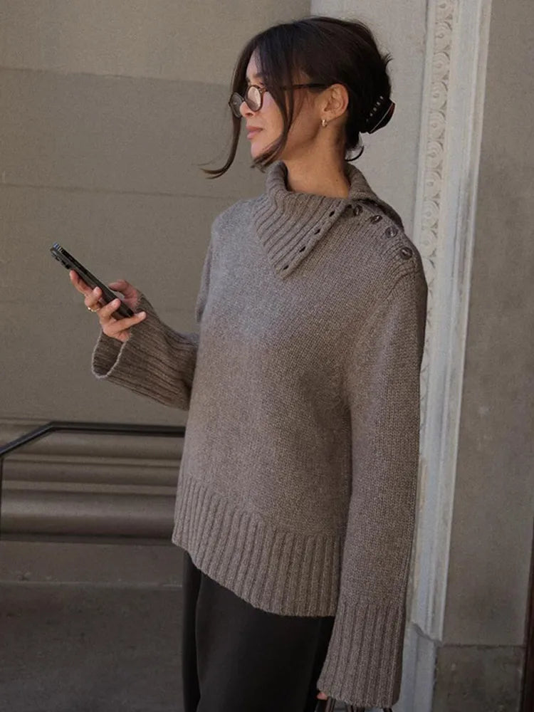 Bequemer Pullover Stehkragen Relaxed Fit - IdealeKleiden
